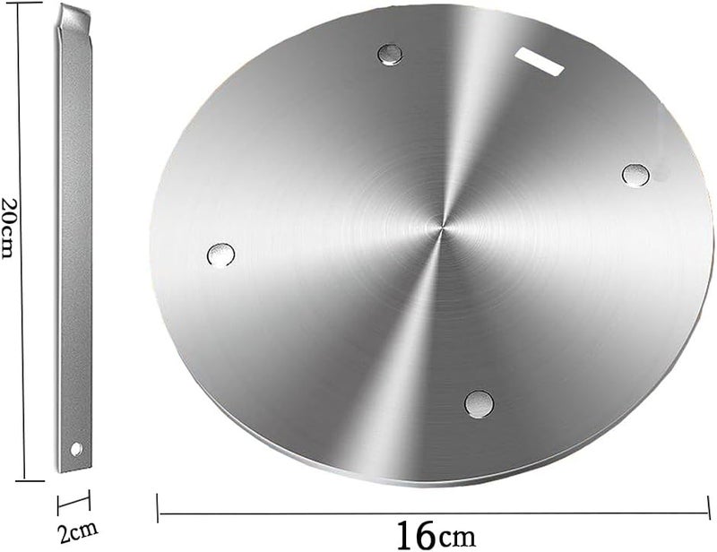 Grourarty 6.3Inch Heat Diffuser Plate, Stainless Steel Cooking Induction Adapter Simmer Plate for Electric Gas Glass Cooktop Hob Ring, Induction Cooktop Converter Plate with Handle - Image 2